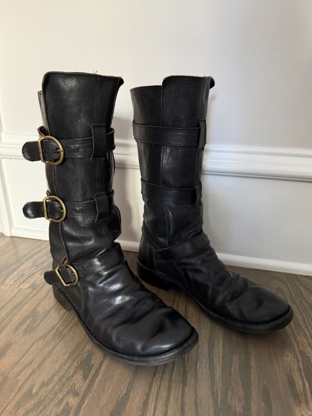 Fiorentini + Baker women’s black leather boots, size 37 or 7, made in Italy